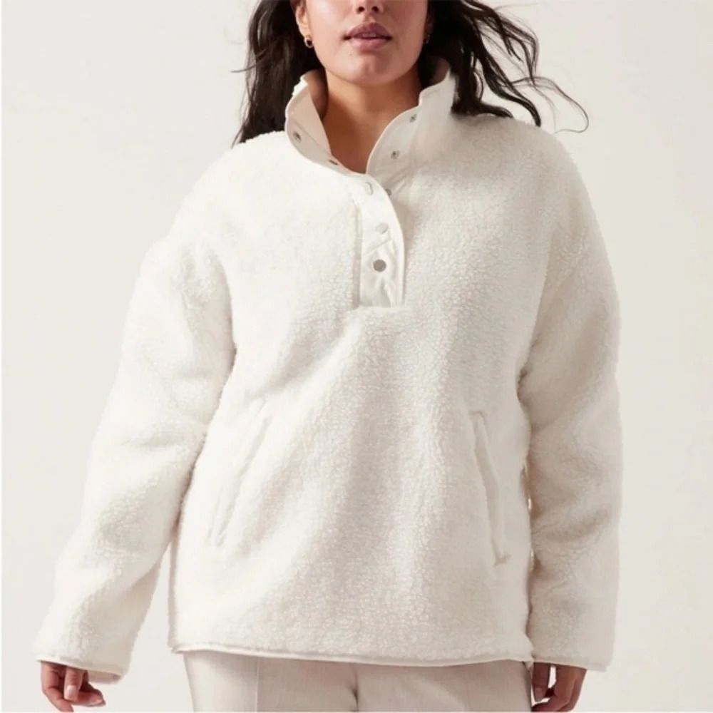 Athleta Cozy Sherpa Snap Swewtshirt